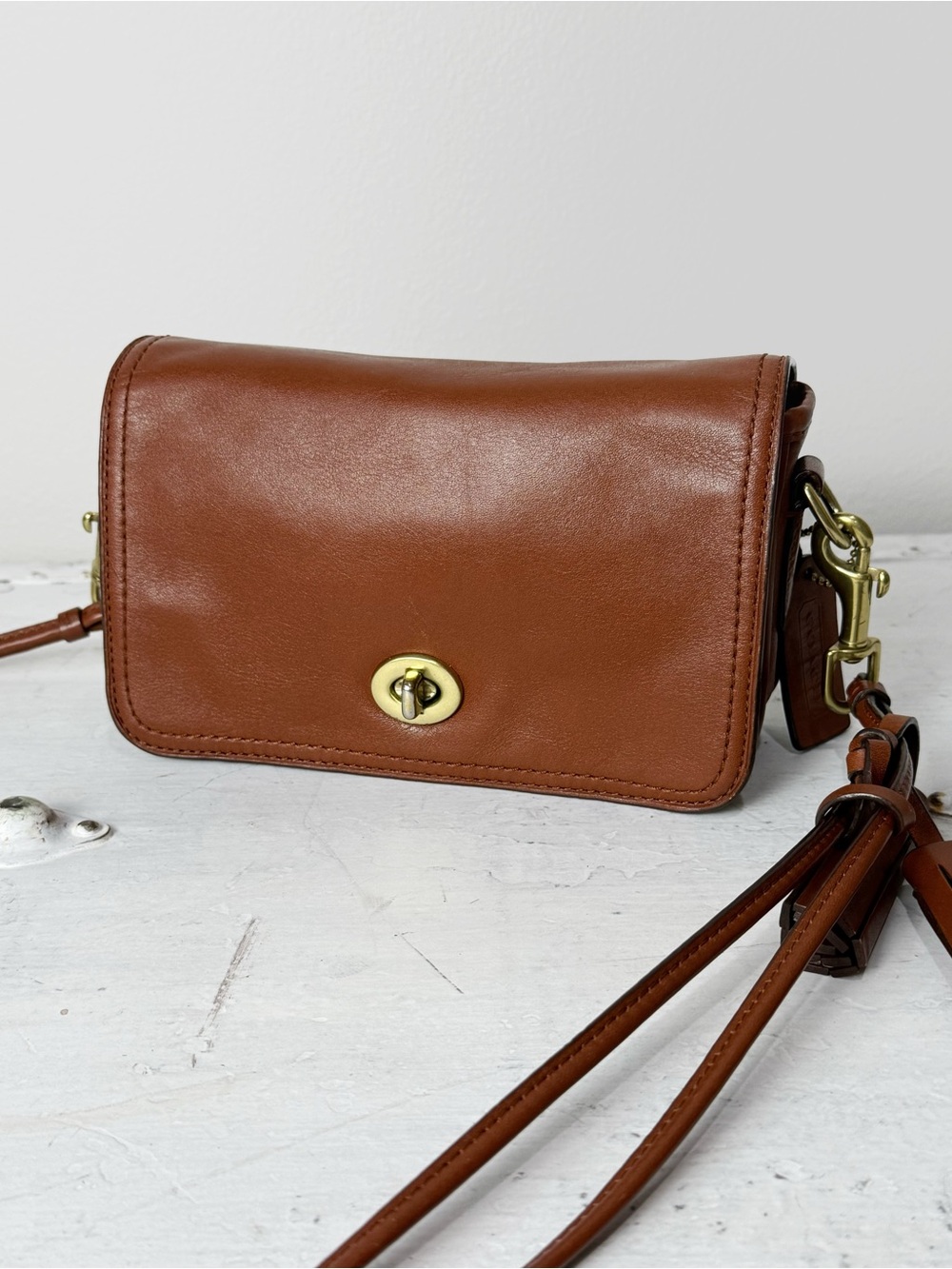 Coach Legacy Penny Crossbody Purse in Cognac Leather | Style 19914